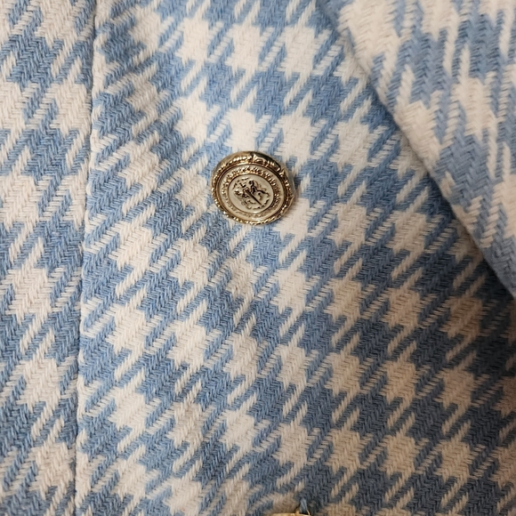 Zara | Double Breasted Houndstooth Blue & White Blazer - Size XL - Picture 5 of 12